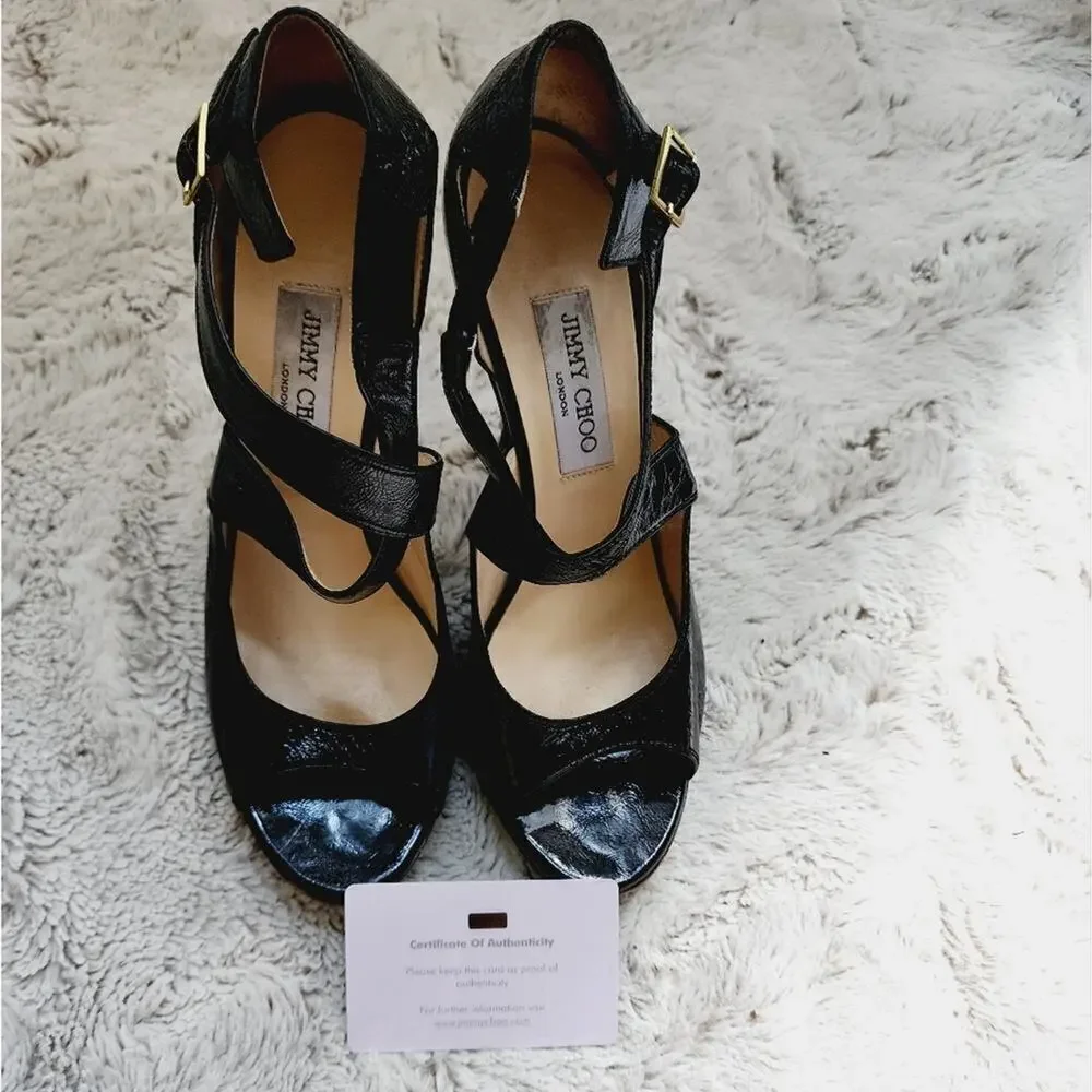JIMMY CHOO LONDON BLACK OPEN TOE SANDALS SIZE 40(9)